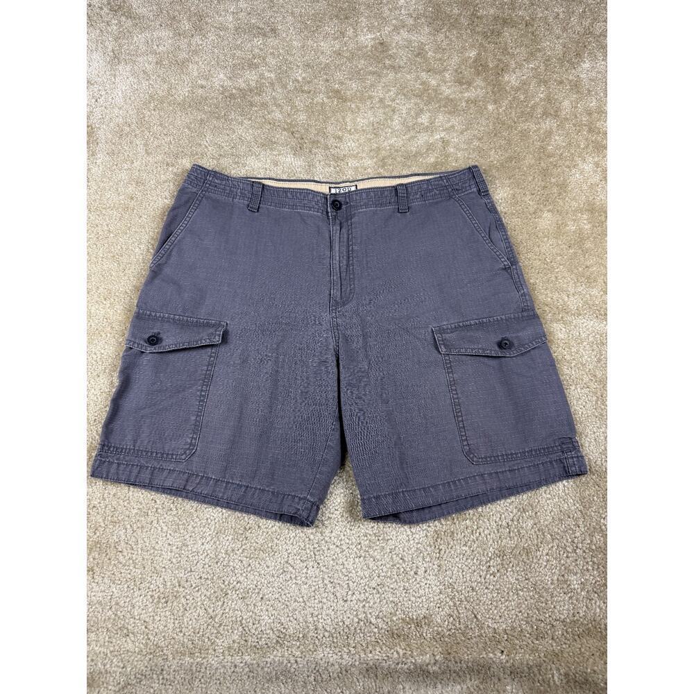 IZOD SALTWATER CARGO SHORTS MENS GRAY 36 X 9 INSEAM CASUAL PREPPY BEACH B312